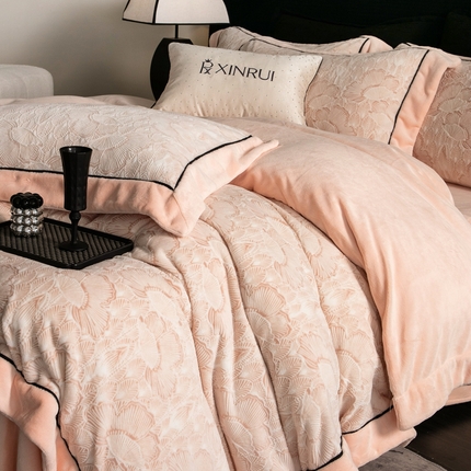 （总）馨蕊家居 2024秋冬轻奢煦暖绒高精密刺绣绒枝叶系列四件套