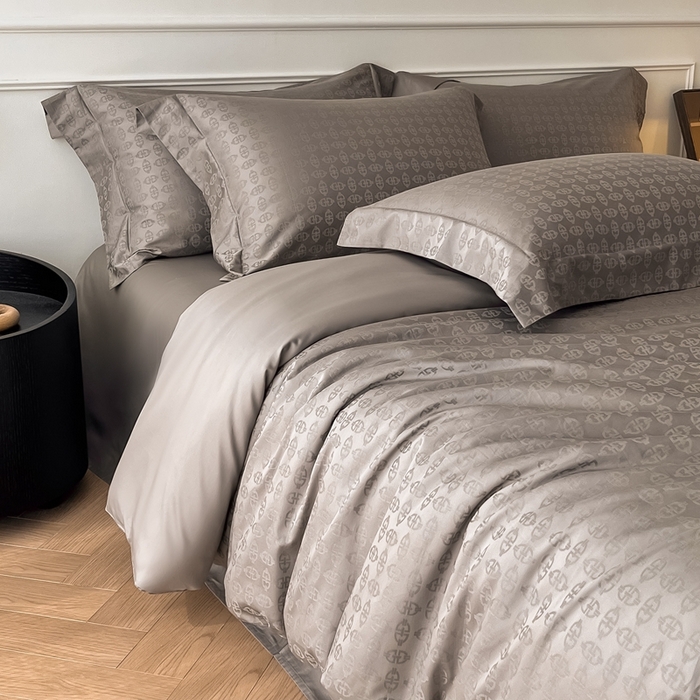 91家纺网 家纺一手货源 找家纺 安莱生活 2024新款100s全棉提花简约四件套 艺海观澜