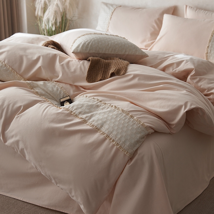 91家纺网 家纺一手货源 找家纺 安莱生活 2024新款100支全棉磨毛高工艺四件套-迪安 迪安-粉