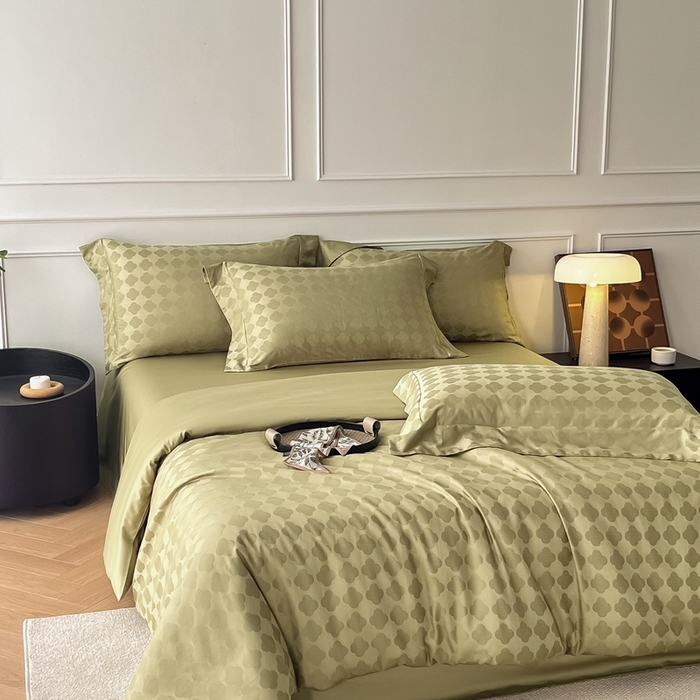 91家纺网 家纺一手货源 找家纺 安莱生活 2024新款100s全棉提花简约四件套 蒂凡朵