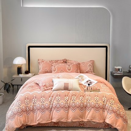 金喜 2024新款加厚保暖230克高克重牛奶绒四件套雕花绒四件套-牛奶绒雕花系列 波西米亚