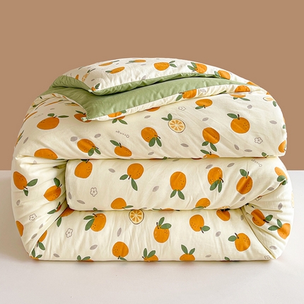 91家纺网 家纺一手货源 找家纺 魅图家纺 2025新款A类超柔云朵棉棉花被 心想事橙