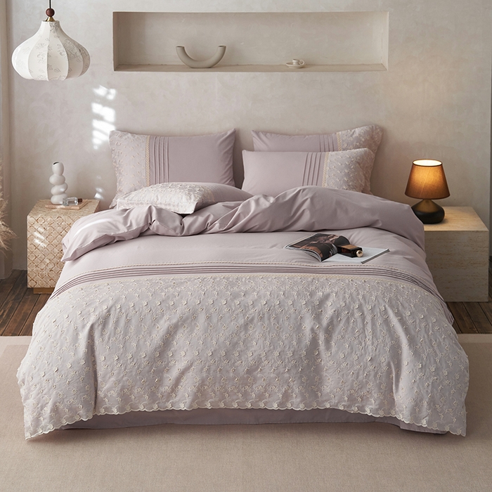 91家纺网 家纺一手货源 找家纺 安莱生活 2024新款100支全棉磨毛高工艺四件套-卡蜜儿 卡蜜儿-梦幻紫