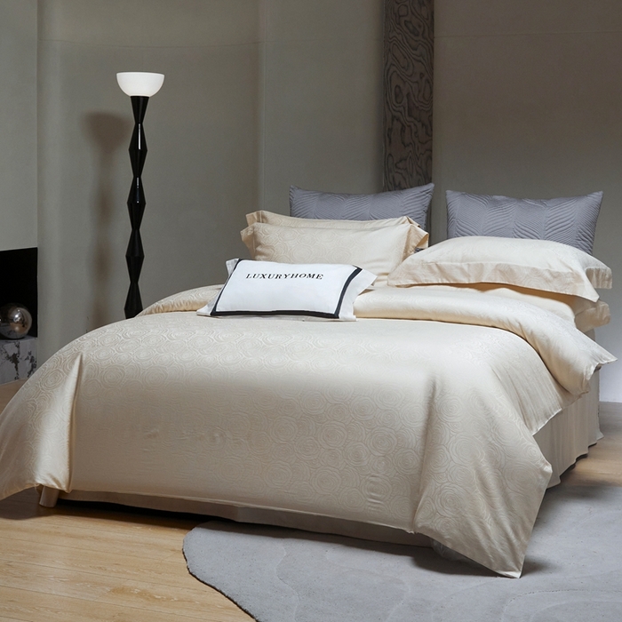 91家纺网 家纺一手货源 找家纺 安莱生活 2024新款100s全棉提花简约四件套 玫瑰