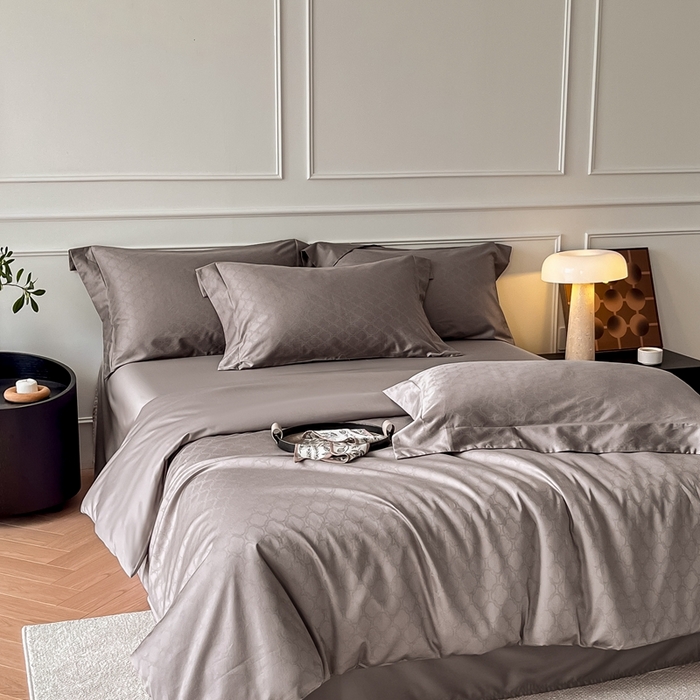 91家纺网 家纺一手货源 找家纺 安莱生活 2024新款100s全棉提花简约四件套 艺维