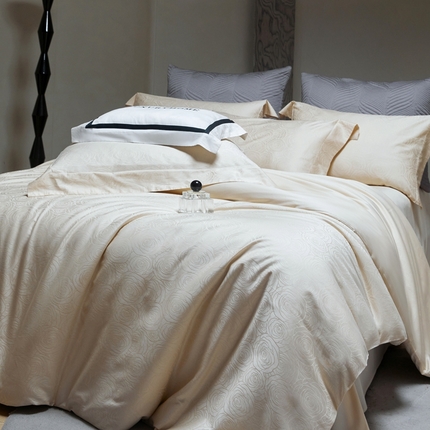 安莱生活 2024新款100s全棉提花简约四件套 玫瑰