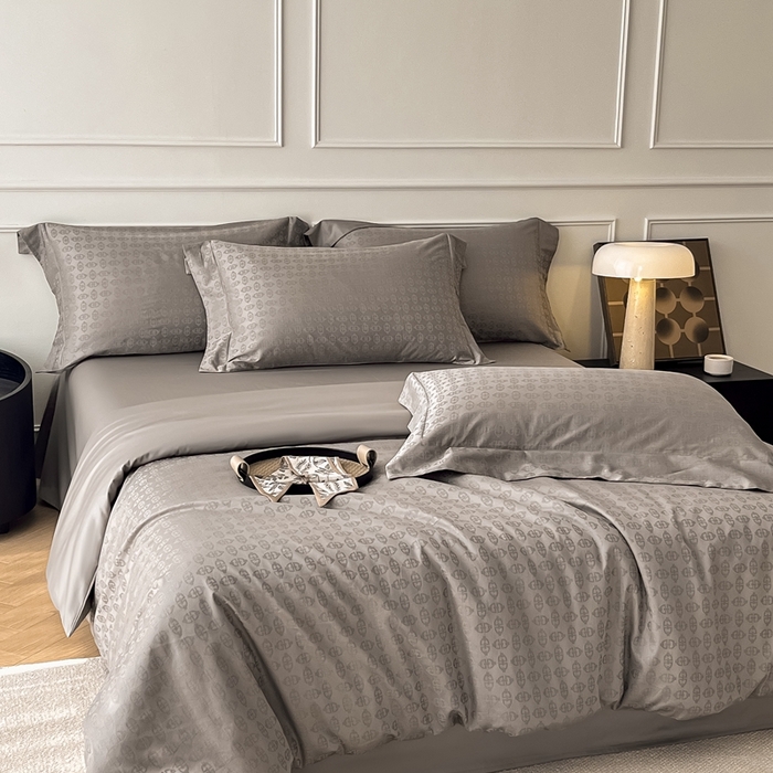 91家纺网 家纺一手货源 找家纺 安莱生活 2024新款100s全棉提花简约四件套 艺海观澜