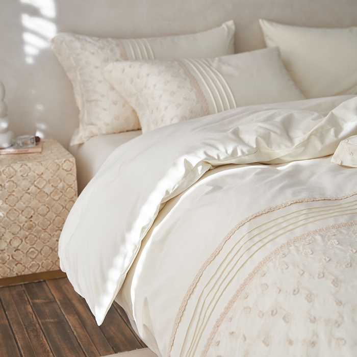 91家纺网 家纺一手货源 找家纺 安莱生活 2024新款100支全棉磨毛高工艺四件套-卡蜜儿 卡蜜儿-珍珠白