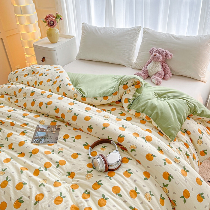 91家纺网 家纺一手货源 找家纺 魅图家纺 2025新款A类超柔云朵棉棉花被 心想事橙