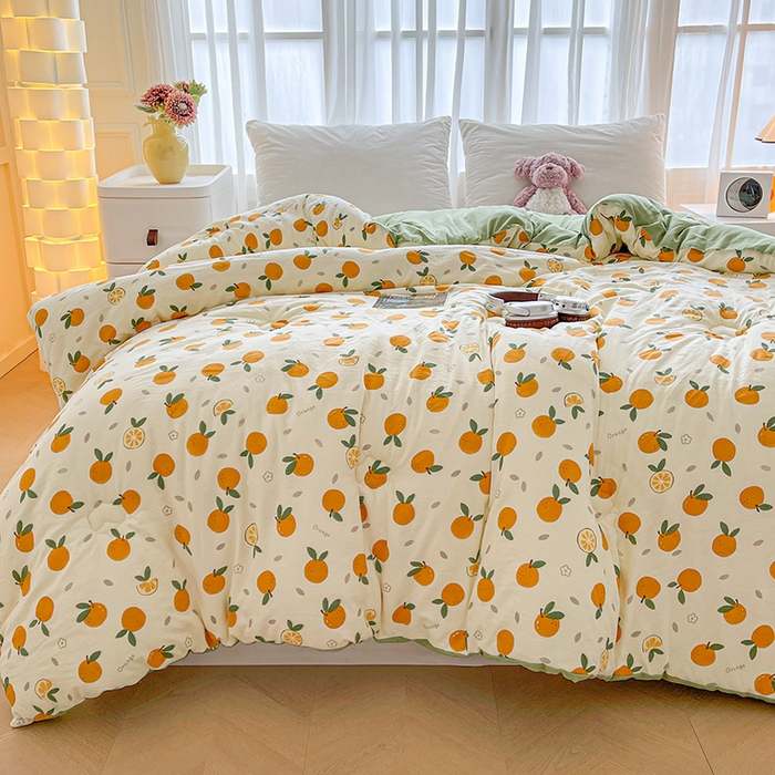 91家纺网 家纺一手货源 找家纺 魅图家纺 2025新款A类超柔云朵棉棉花被 心想事橙