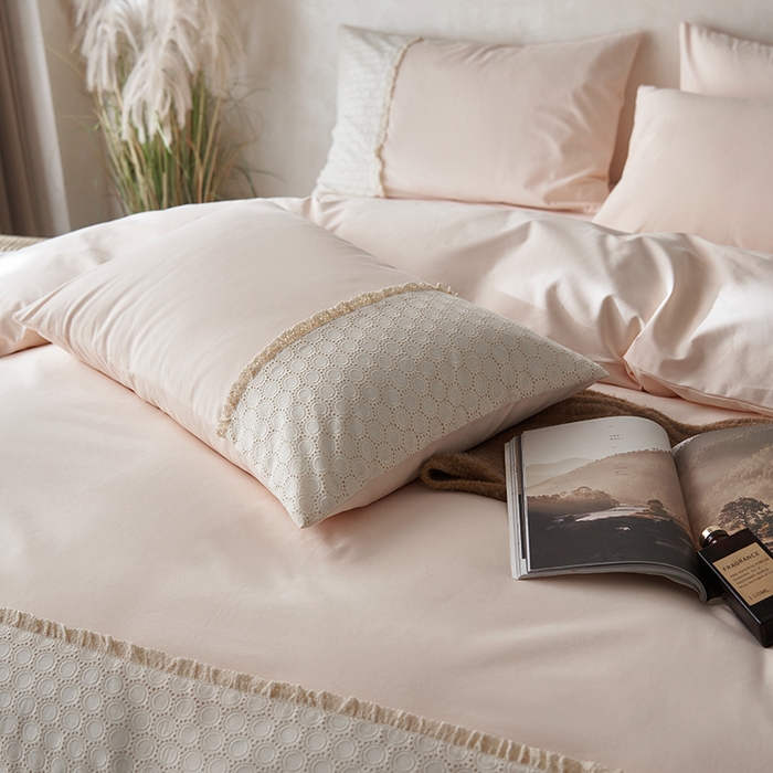 91家纺网 家纺一手货源 找家纺 安莱生活 2024新款100支全棉磨毛高工艺四件套-迪安 迪安-粉