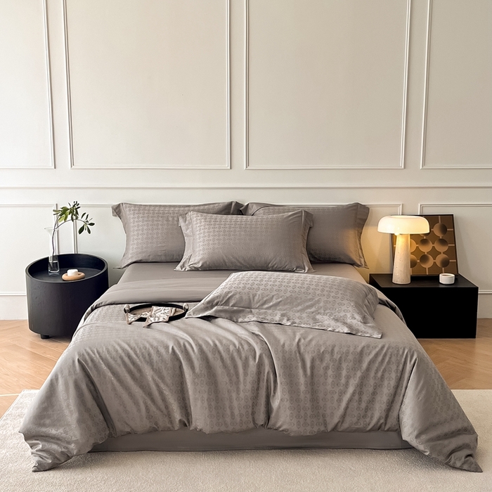 91家纺网 家纺一手货源 找家纺 安莱生活 2024新款100s全棉提花简约四件套 艺海观澜