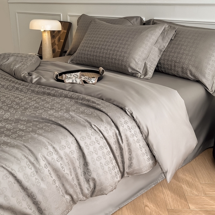 91家纺网 家纺一手货源 找家纺 安莱生活 2024新款100s全棉提花简约四件套 艺海观澜