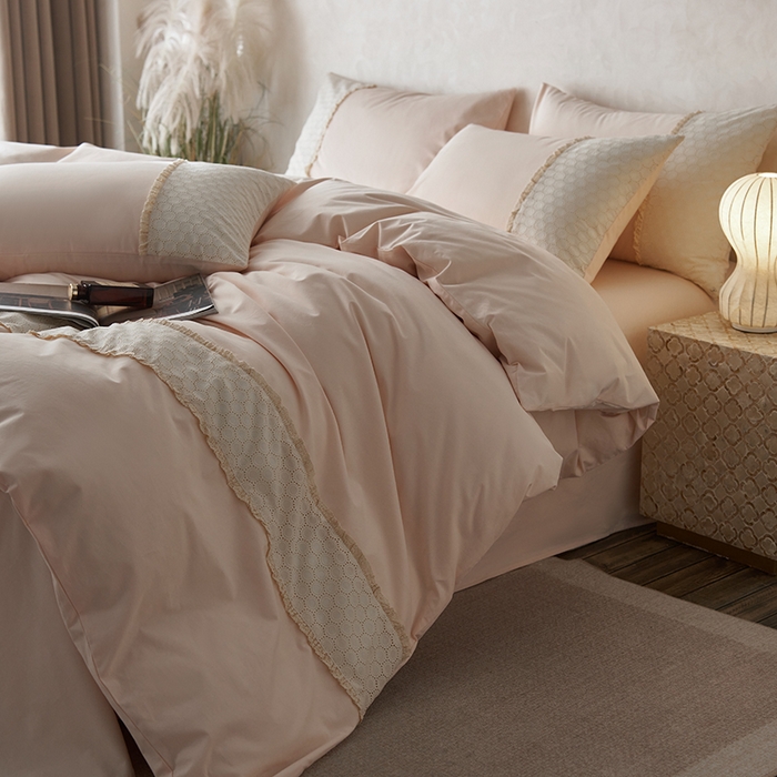 91家纺网 家纺一手货源 找家纺 安莱生活 2024新款100支全棉磨毛高工艺四件套-迪安 迪安-粉