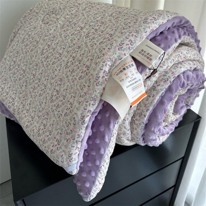 91家纺网 家纺一手货源 找家纺 奈萝家纺 2024新款秋冬印花针织棉豆豆绒春秋被冬被 安妮花园