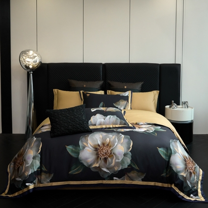 91家纺网 家纺一手货源 找家纺 （总）魅都 2025新款100s长绒棉数码印花四件套-伊芙琳