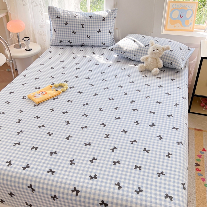 91家纺网 家纺一手货源 找家纺 吉象家纺 2024新款牛奶绒卡通印花单床笠 蝴蝶结