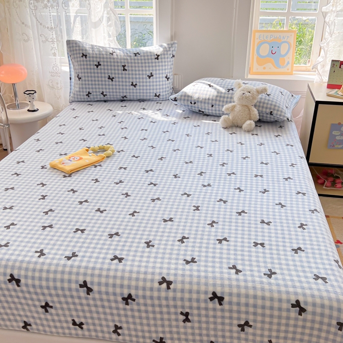 91家纺网 家纺一手货源 找家纺 吉象家纺 2024新款牛奶绒卡通印花单床笠 蝴蝶结