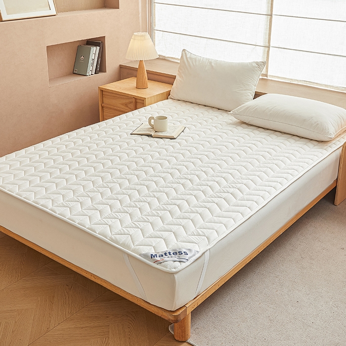 91家纺网 家纺一手货源 找家纺 丽诺床垫 2024新款升级款全棉13372抗菌防滑床护垫白色