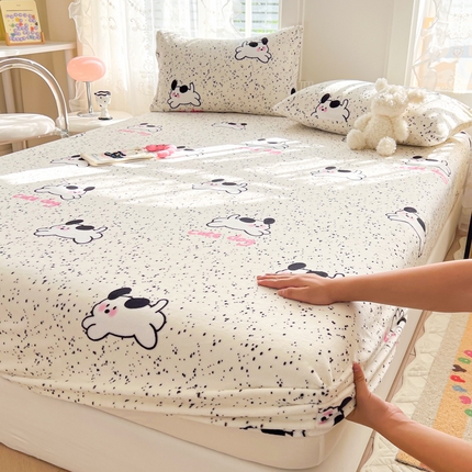 吉象家纺 2024新款牛奶绒卡通印花单床笠 修狗