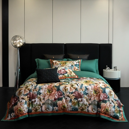 91家纺网 家纺一手货源 找家纺 （总）魅都 2025新款100s长绒棉数码印花四件套-索菲娅,索菲娅