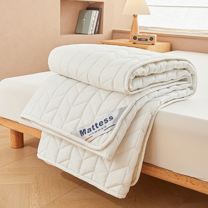 91家纺网 家纺一手货源 找家纺 丽诺床垫 2024新款升级款全棉13372抗菌防滑床护垫白色