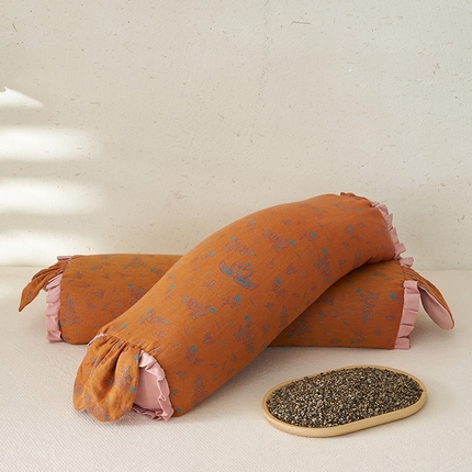 91家纺网 家纺一手货源 找家纺 乐可 2024新款双层纱兔兔荞麦枕 橙