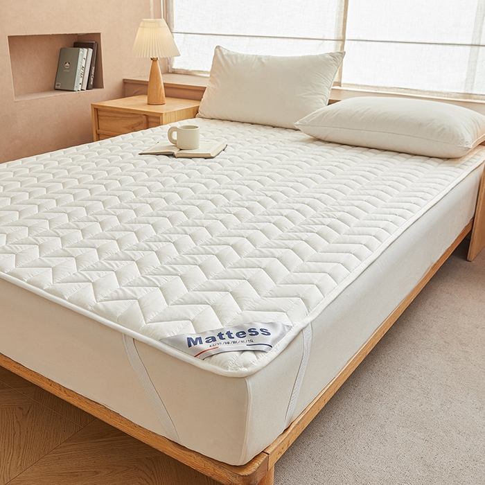 91家纺网 家纺一手货源 找家纺 丽诺床垫 2024新款升级款全棉13372抗菌防滑床护垫白色