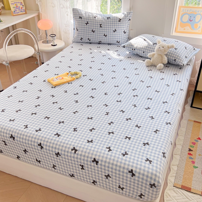 91家纺网 家纺一手货源 找家纺 吉象家纺 2024新款牛奶绒卡通印花单床笠 蝴蝶结