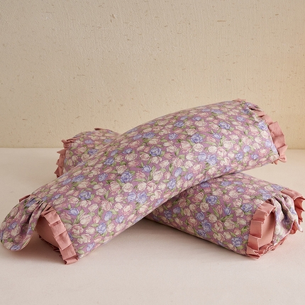 91家纺网 家纺一手货源 找家纺 乐可 2024新款双层纱碎花兔耳荞麦枕 粉紫