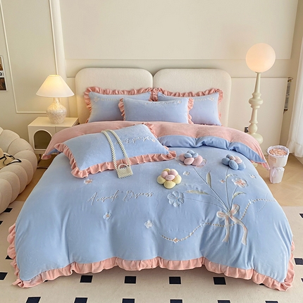 91家纺网 家纺一手货源 找家纺 （总）可以家居 2024新款超细旦全消光有机云绒四件套-布拉格