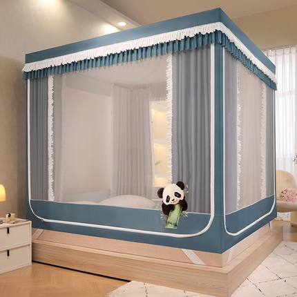 91家纺网 家纺一手货源 找家纺 （总）迪凡保罗 2025新款2405大熊猫纯色遮光帘坐床蚊帐（实拍图）