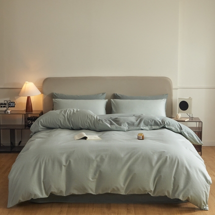 91家纺网 家纺一手货源 找家纺 恋人优选 2024新款A类纯棉磨毛四件套 赫本细条-绿