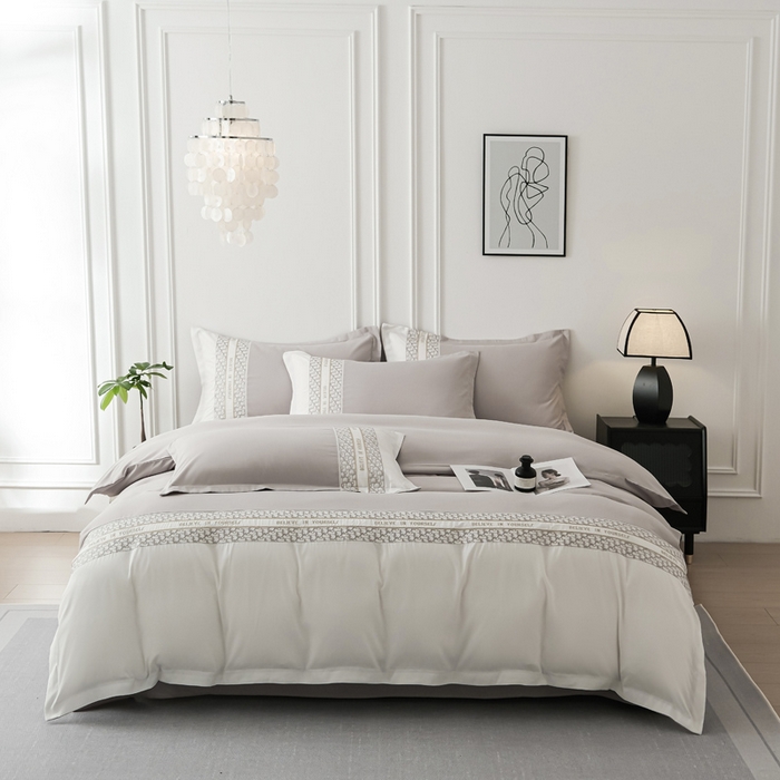 91家纺网 家纺一手货源 找家纺 布可家纺 2025新款时髦大牌高级感水洗磨毛刺绣四件套-帝奥 帝奥-椰子灰