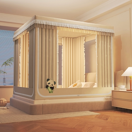 91家纺网 家纺一手货源 找家纺 （总）迪凡保罗 2025新款2405大熊猫纯色遮光帘坐床蚊帐（3D建模图）