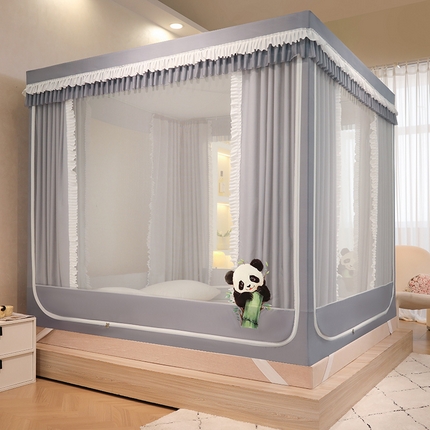 91家纺网 家纺一手货源 找家纺 （总）迪凡保罗 2025新款2405大熊猫纯色遮光帘坐床蚊帐（实拍图）