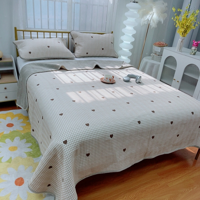 91家纺网 家纺一手货源 找家纺 2024新款棉加绒双面两用四季款床盖三件套 星灿