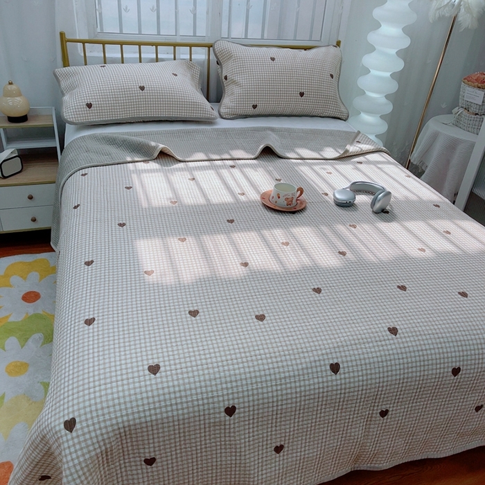 91家纺网 家纺一手货源 找家纺 2024新款棉加绒双面两用四季款床盖三件套 星灿