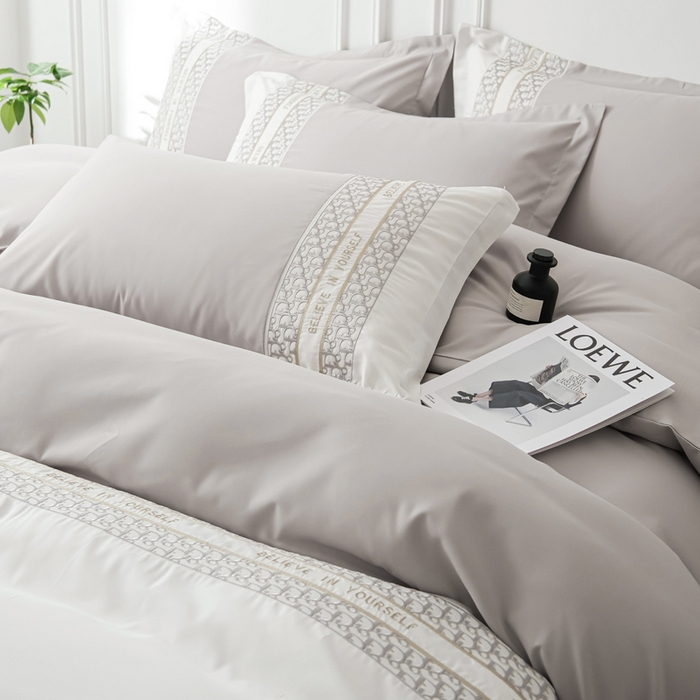 91家纺网 家纺一手货源 找家纺 布可家纺 2025新款时髦大牌高级感水洗磨毛刺绣四件套-帝奥 帝奥-椰子灰