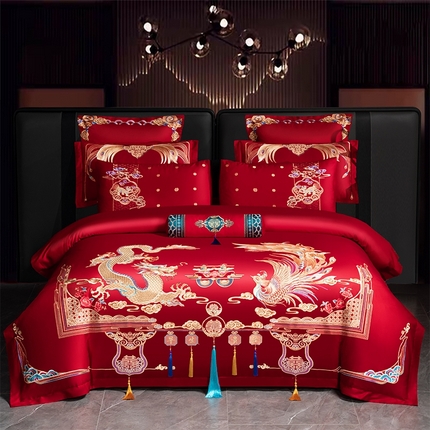 91家纺网 家纺一手货源 找家纺 （总）振翼 2025新款60s长绒棉婚庆四件套多件套