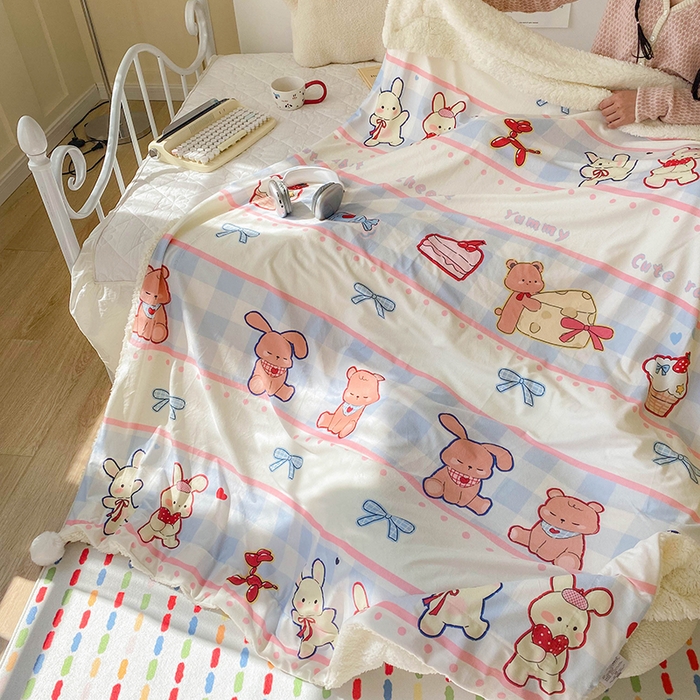 91家纺网 家纺一手货源 找家纺 （总）潮邦创意家居 2025新款印花大版羊羔绒球-BIBY KELY系列羊绒绒毯