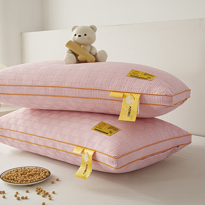 91家纺网 家纺一手货源 找家纺 芯宜佳 2024新款华夫格高弹枕枕头枕芯 华夫格高弹枕-豆沙色低枕48*74cm/对