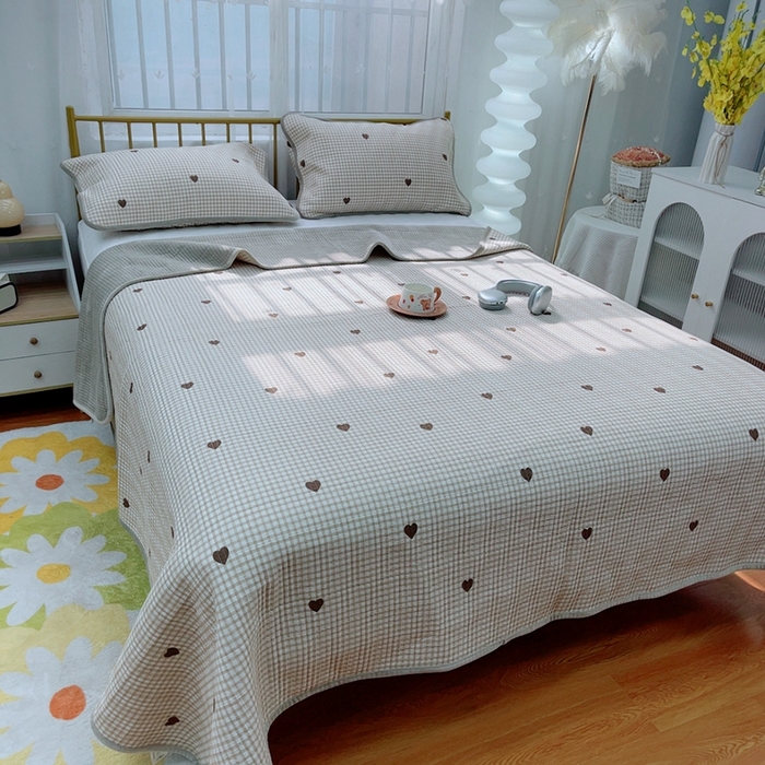 91家纺网 家纺一手货源 找家纺 2024新款棉加绒双面两用四季款床盖三件套 星灿