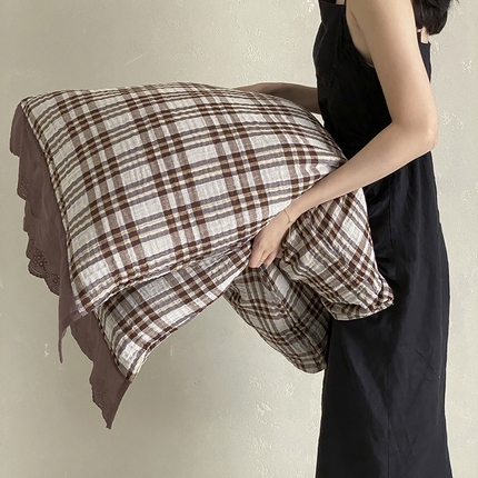 91家纺网 家纺一手货源 找家纺 麻依 2024新款法式四层纱布枕套花边款 清曦格