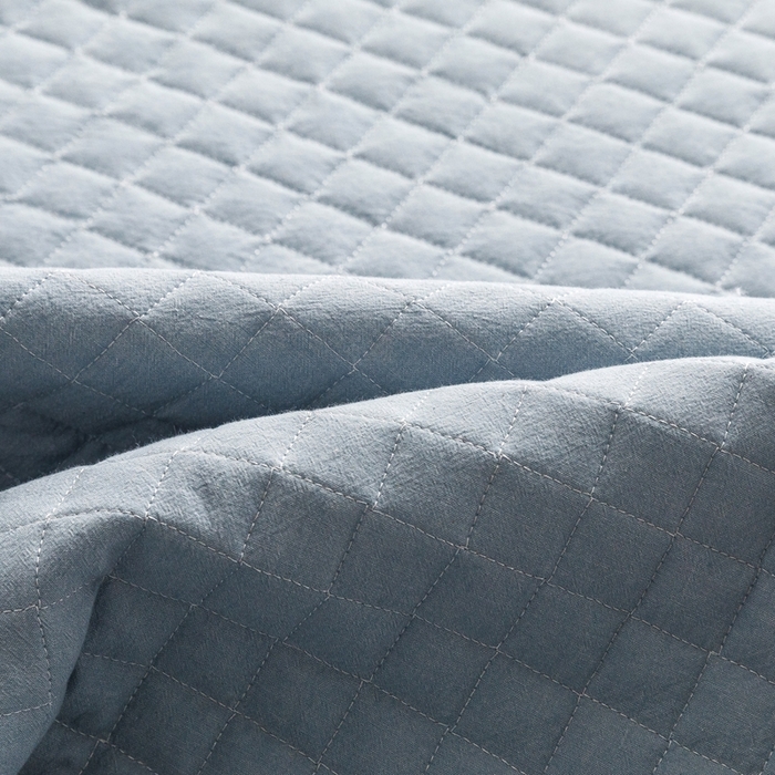 91家纺网 家纺一手货源 找家纺 忘忧草 2024新款全棉色织水洗棉夹棉枕套-格韵 格韵-浅蓝