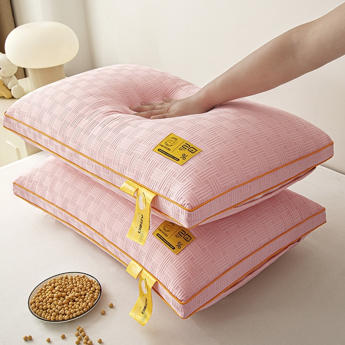 91家纺网 家纺一手货源 找家纺 芯宜佳 2024新款华夫格高弹枕枕头枕芯 华夫格高弹枕-豆沙色低枕48*74cm/对