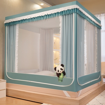 91家纺网 家纺一手货源 找家纺 （总）迪凡保罗 2025新款2405大熊猫纯色遮光帘坐床蚊帐（实拍图）