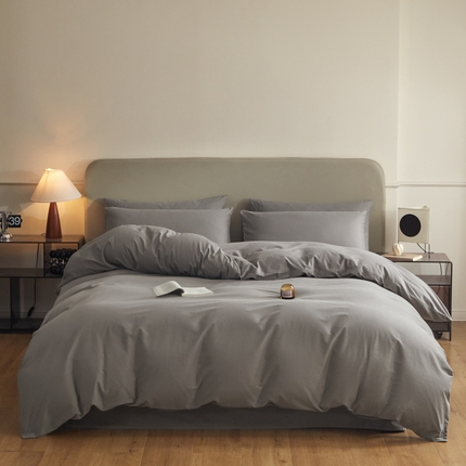 91家纺网 家纺一手货源 找家纺 恋人优选 2024新款A类纯棉磨毛四件套 中岛灰