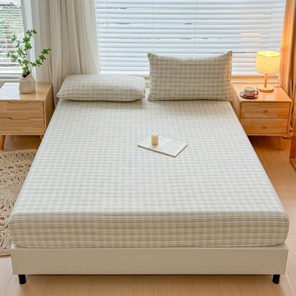 91家纺网 家纺一手货源 找家纺 （总）小萌虎 2024新款色织水洗棉单层床笠