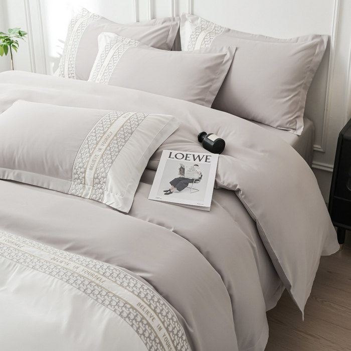 91家纺网 家纺一手货源 找家纺 布可家纺 2025新款时髦大牌高级感水洗磨毛刺绣四件套-帝奥 帝奥-椰子灰